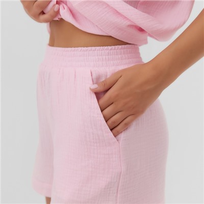 Пижама женская (рубашка, шорты) KAFTAN Basic, размер 40-42, розовая