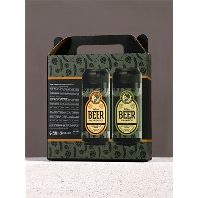 Подарочный набор косметики Real Beer, гель для душа и шампунь для волос HARD LINE, 2×400
