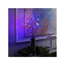 Светодиодная ветка 70 см, 20 LED, коричневая, батарейки AAх2 (не в комплекте), свечение мульти
