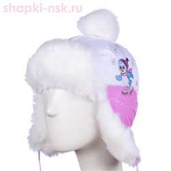 212-З Пингвины Ушанка для девочки (48-50)