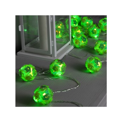 Гирлянда «Нить» 4.5 м с насадками «Цветочные шары», IP20, прозрачная нить, 15 LED, свечение зелёное, 220 В