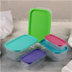 Набор пищевых контейнеров «Радуга», 5 шт.: 250 мл, 450 мл, 800 мл, 1.3 л, 2.1 л, прозрачный, крышки МИКС