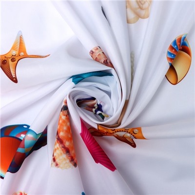 Штора для ванной Доляна «Ракушка», 180×180 см, белая