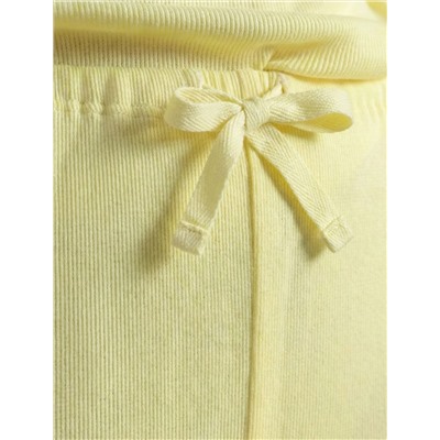 Прямые брюки с поясом на резинке из фактурного трикотажа в рубчик