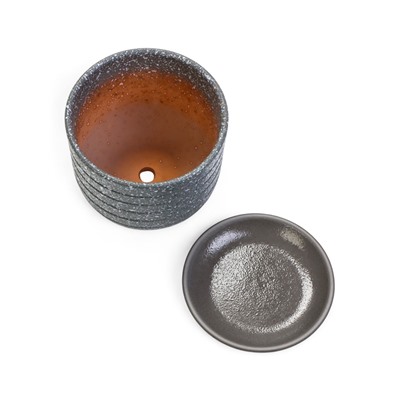 Горшок для цветов «Пряности», 800 мл, d=12 см, h=10.5 см, керамический, с поддоном, серый