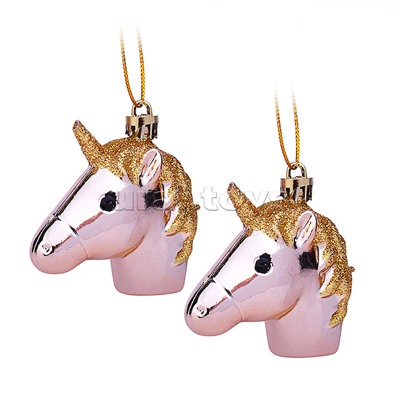 Набор новогодних украшений "Голова единорога" (2шт х 6,5см)