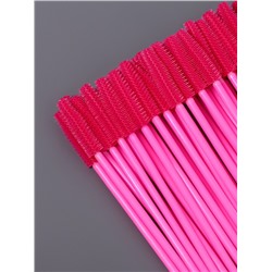 Щёточки для бровей и ресниц, силиконовые, набор - 50 шт., 10.5 см, розовая