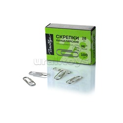 Скрепки L28 мм 100 шт., карт. упаковка, никелированные