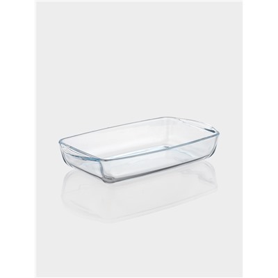 Форма для запекания Paşabahçe Borcam, 1.3/0.9 л, 28.6×16×5 см, с крышкой, прямоугольная, жаропрочное стекло, прозрачная