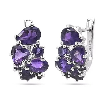 Серьги из серебра аметист, Ферана