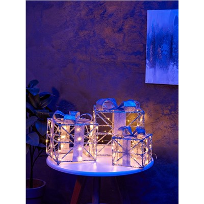 Фигура световая «Кубы серые», 25×20×15 см, 90 LED, батарейки ААх8 (не в компл.), свечение тёплое белое