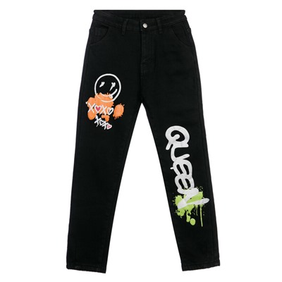 Джинсы-джоггеры, утепленные флисом, для девочки