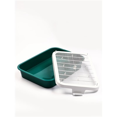 Туалет для кошек «Белла мини», 35×26×6 см, с сеткой, пластик, зелёный