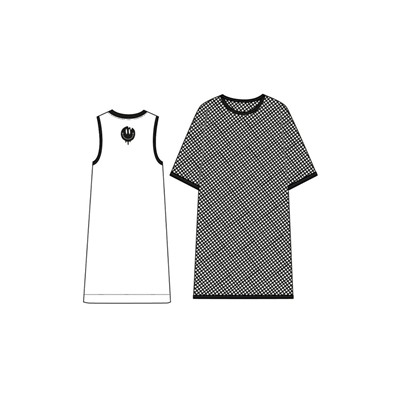 Комплект трикотажный для девочек: платье-футболка, туника