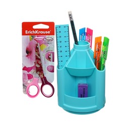 Набор настольный на вращающейся подставке 5 предметов, ErichKrause Mini Desk, Pastel Mint, пластиковый, мятный