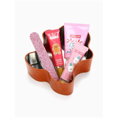 Новогодний подарочный набор косметики: крем для рук, бальзам для губ, пилочка для ногтей, URAL LAB