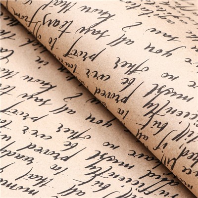 Бумага упаковочная крафт, чёрная - рукопись, 0.67×10 м