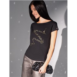 Нарядная футболка с блестящим принтом