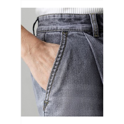 Широкие джинсы с защипами из эластичного денима VILATTE, 1230655