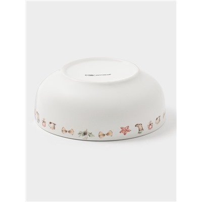 Салатник новогодний Доляна «Волшебный праздник», 580 мл, 15.5×6 см, фарфор, белый