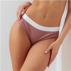 Трусы женские слипы MINAKU в рубчик, размер 40-42, цвет кофейный