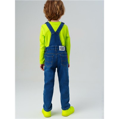 Полукомбинезон текстильный джинсовый утепленный флисом для мальчиков