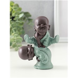 Фигурка полистоун «Маленькие будды - игра в чехарду», зелёно-коричневый, 4.7×9.3×11 см