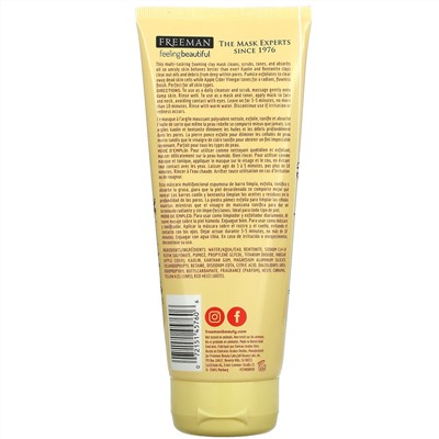Freeman Beauty, Cleansing Apple Cider Vinegar Clay Mask + Scrub, 6 fl oz (175 ml)