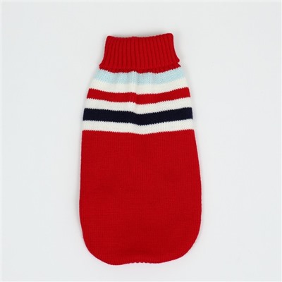 Свитер «Полоски», XS (ДС 17, ОШ 17, ОГ 23-37 см), красный