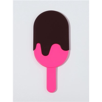 Зеркало с ручкой «Мороженое», 7.8×18 см, (6.7×12 см), розовое