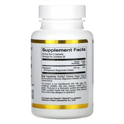 California Gold Nutrition, бисглицинат магния, 60 вегетарианских капсул