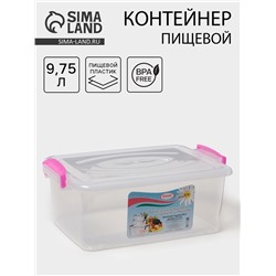 Контейнер пищевой, 9.75 л, 37.5×25×14 см, прямоугольный, прозрачный, ручки МИКС