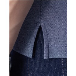 Футболка поло с воротником на пуговтцах из полотна пике с меланжевым плетением с эластаном