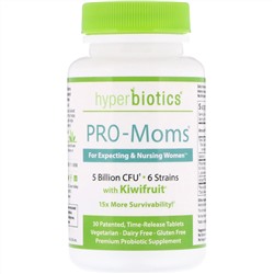 Hyperbiotics, PRO-Moms, с киви, 5 млрд КОЕ, 30 таблеток медленного высвобождения