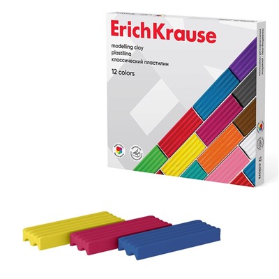 Пластилин ErichKrause Basic,12 цветов, 192 г, в картонной упаковке