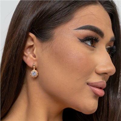 Серьги ювелирная бижутерия коллекция "Дубай" покрытие: позолота, вставка: камень, цвет: прозрачный, 94007, арт. 216.354