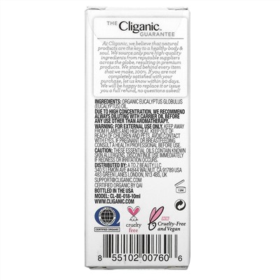 Cliganic, 100% Pure Essential Oil, Eucalyptus, 2/6 fl oz (10 ml)