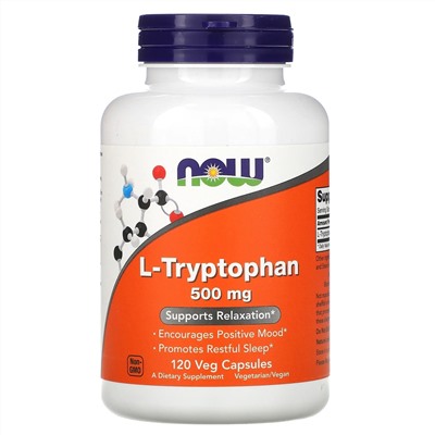 Now Foods, L-триптофан, 500 мг, 120 растительных капсул