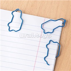 Скрепки фигурные машинка L40 мм, 12 шт., пластик. коробка, европодвес синие