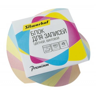 Бумага для заметок 8х8х5 см "Спираль" 4 цвета 701039 (1203603) SILWERHOF