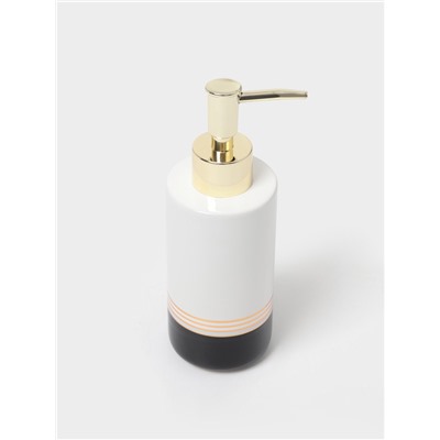 Аксессуары для ванной «Лили», 4 предмета: дозатор 300 мл, мыльница, 2 стакана, бело-чёрные