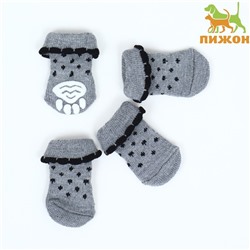 Носки нескользящие «Горошек», размер M (3/4×7.5 см), набор 4 шт., серые