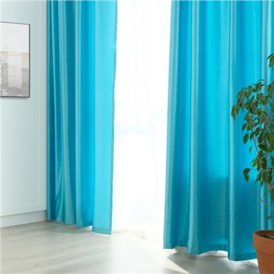 Штора портьерная «Этель» ширина 135 см, высота 260 см, цвет бирюзовый, глянцевая