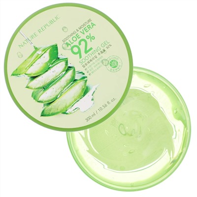 Nature Republic, Смягчающий и увлажняющий гель с алоэ вера (92%), 10,56 жидких унций (300 мл)