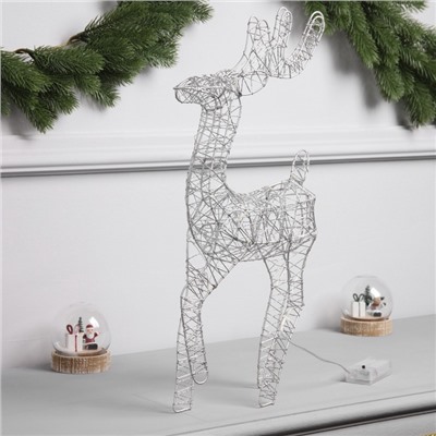 Светодиодная фигура «Олень бежевый» 45×22×6 см, 20 LED, батарейки ААx2 (не в комплекте), свечение теплое белое