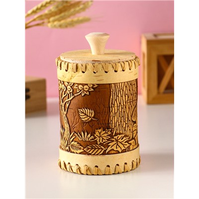 Туес шитый «Осень», банка для хранения, береста