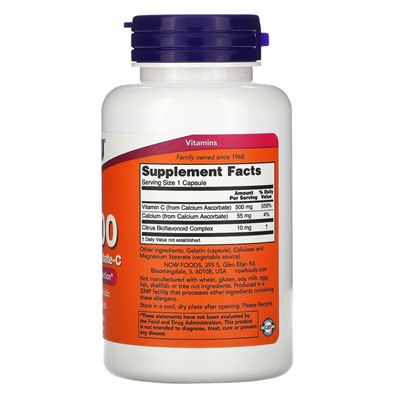 Now Foods, C-500, аскорбат кальция-C, 100 капсул
