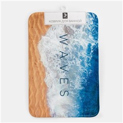 Коврик для ванной «Этель» Waves, 80×50 см, велюр