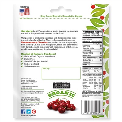 Stoneridge Orchards, Органическая вишня Монморанси, 4 унции (113 г)