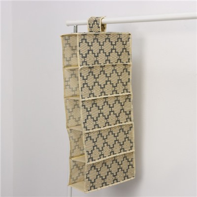 Органайзер подвесной Доляна «Гэтс», 5 отделений, 30×15×70 см, бежевый